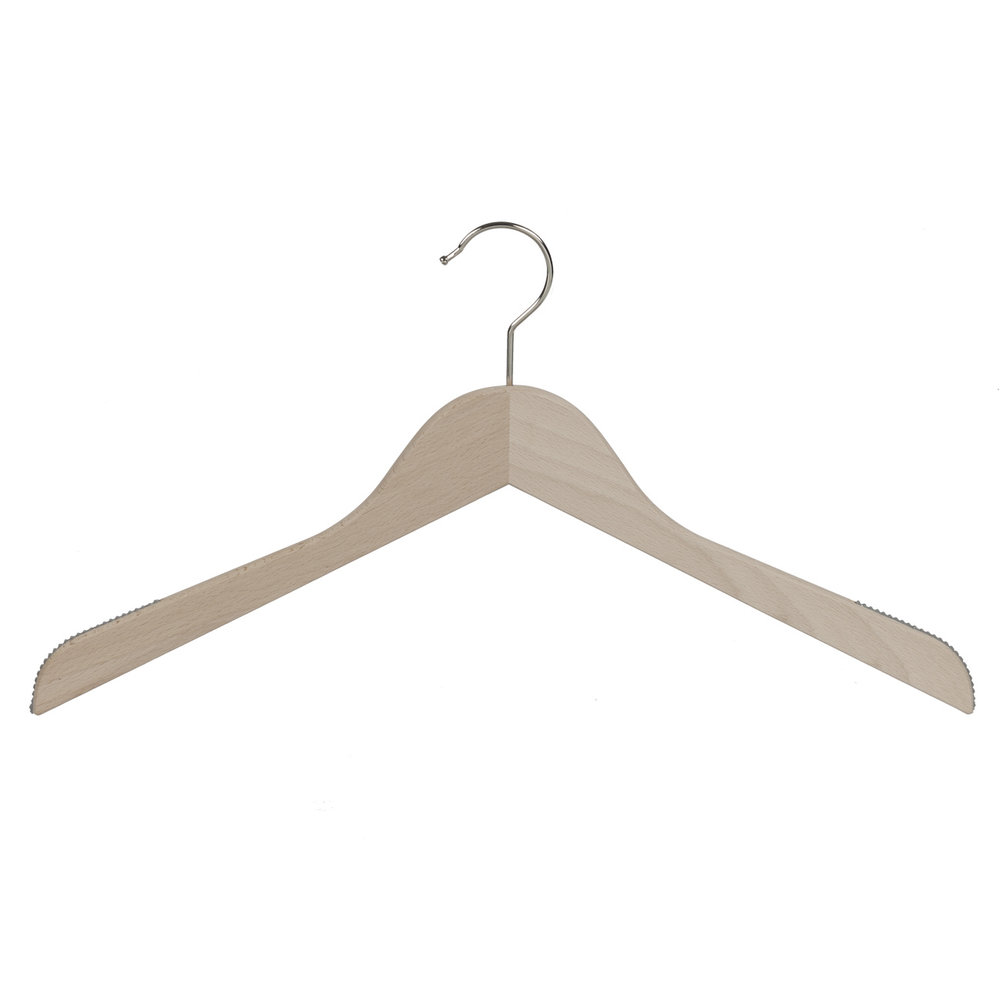 Blouse / shirthanger (vlak) beukenhout naturel ongelakt met anti-slip op schouders Blouse / shirthanger (vlak) beukenhout naturel ongelakt met anti-slip op schouders