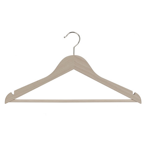 Blouse / shirthanger (vlak) beukenhout naturel ongelakt met rokinkepingen en broeklat