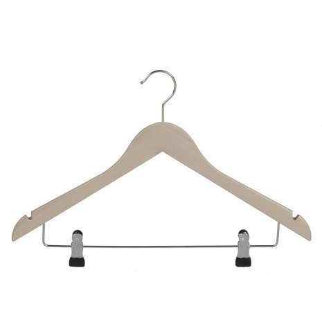 Blouse / shirthanger (geknikt) beukenhout naturel ongelakt met rokinkepingen en anti-slip knijpers Blouse / shirthanger (geknikt) beukenhout naturel ongelakt met rokinkepingen en anti-slip knijpers