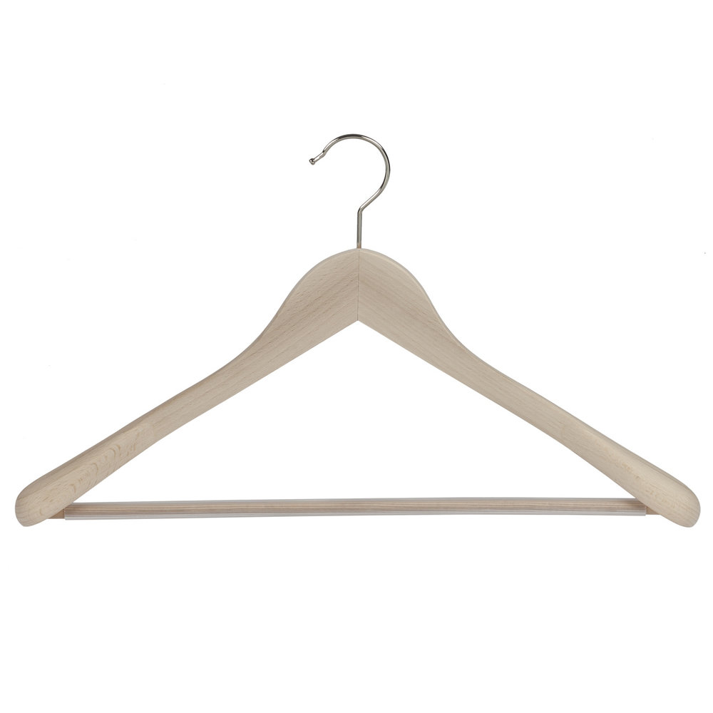 DE KLEDINGHANGER GIGANT Mantel / kostuumhanger (geknikt) beukenhout naturel ongelakt met schouderverbreding en anti-slip broeklat DE KLEDINGHANGER GIGANT Mantel / kostuumhanger (geknikt) beukenhout naturel ongelakt met schouderverbreding en anti-slip broeklat
