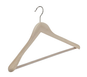 Mantel / kostuumhanger (geknikt) beukenhout naturel ongelakt met schouderverbreding en anti-slip broeklat Mantel / kostuumhanger (geknikt) beukenhout naturel ongelakt met schouderverbreding en anti-slip broeklat