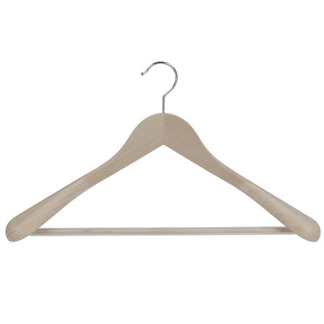 DE KLEDINGHANGER GIGANT Mantel / kostuumhanger (geknikt) beukenhout naturel ongelakt met schouderverbreding en anti-slip broeklat