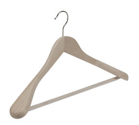 Mantel / kostuumhanger (geknikt) beukenhout naturel ongelakt met schouderverbreding en anti-slip broeklat Mantel / kostuumhanger (geknikt) beukenhout naturel ongelakt met schouderverbreding en anti-slip broeklat