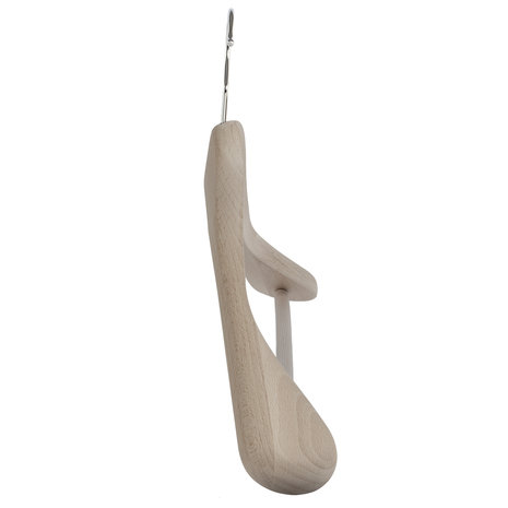 Mantel / kostuumhanger (geknikt) beukenhout naturel ongelakt met schouderverbreding en anti-slip broeklat