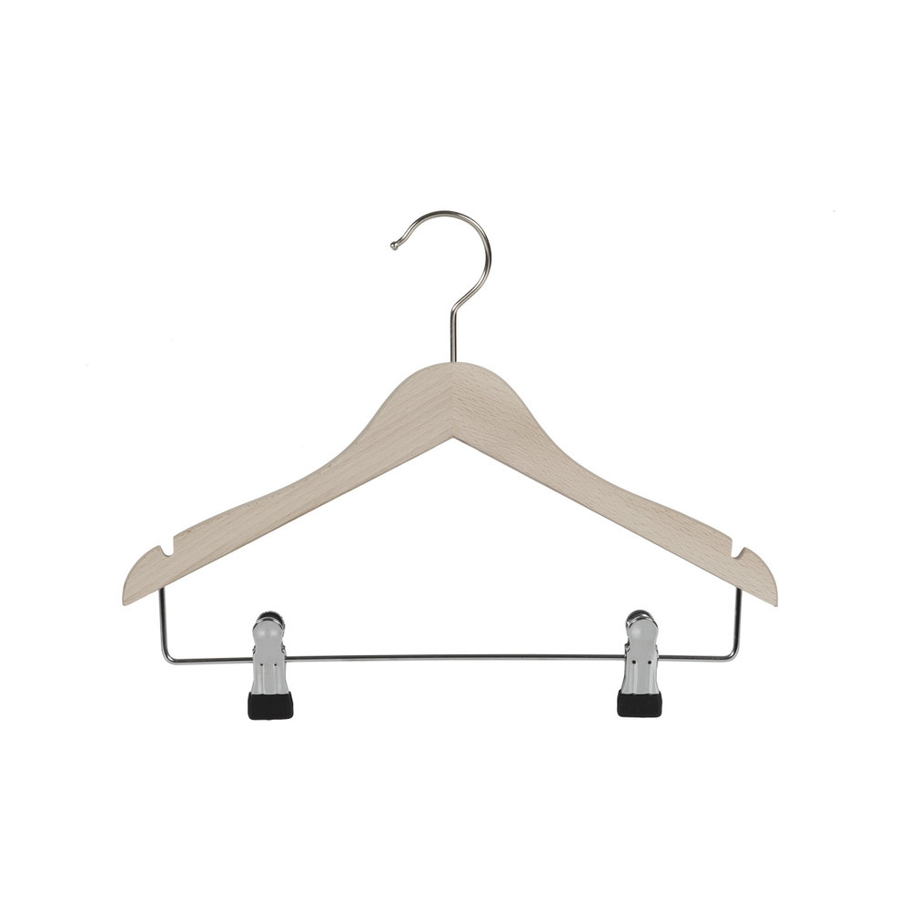 Blouse / shirthanger (vlak) beukenhout naturel ongelakt met rokinkepingen en anti-slip knijpers Blouse / shirthanger (vlak) beukenhout naturel ongelakt met rokinkepingen en anti-slip knijpers