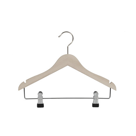 Blouse / shirthanger (vlak) beukenhout naturel ongelakt met rokinkepingen en anti-slip knijpers Blouse / shirthanger (vlak) beukenhout naturel ongelakt met rokinkepingen en anti-slip knijpers