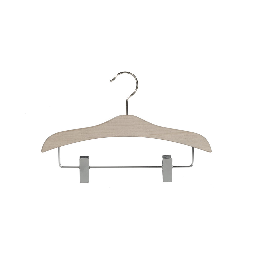 Blouse / shirthanger (vlak) beukenhout naturel ongelakt met anti-slip knijpers