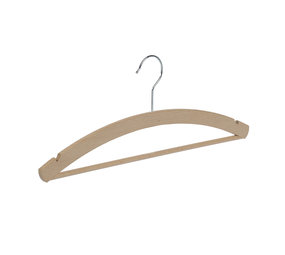 Blouse / shirthanger (vlak) beukenhout naturel gelakt met rokinkepingen en broeklat Blouse / shirthanger (vlak) beukenhout naturel gelakt met rokinkepingen en broeklat