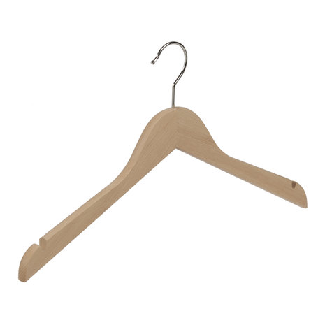 Blouse / shirthanger beukenhout naturel gelakt met rokinkepingen, 44 cm Blouse / shirthanger beukenhout naturel gelakt met rokinkepingen, 44 cm