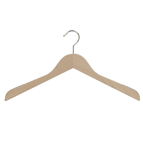 Blouse / shirthanger (vlak) beukenhout naturel gelakt met anti-slip op schouders Blouse / shirthanger (vlak) beukenhout naturel gelakt met anti-slip op schouders