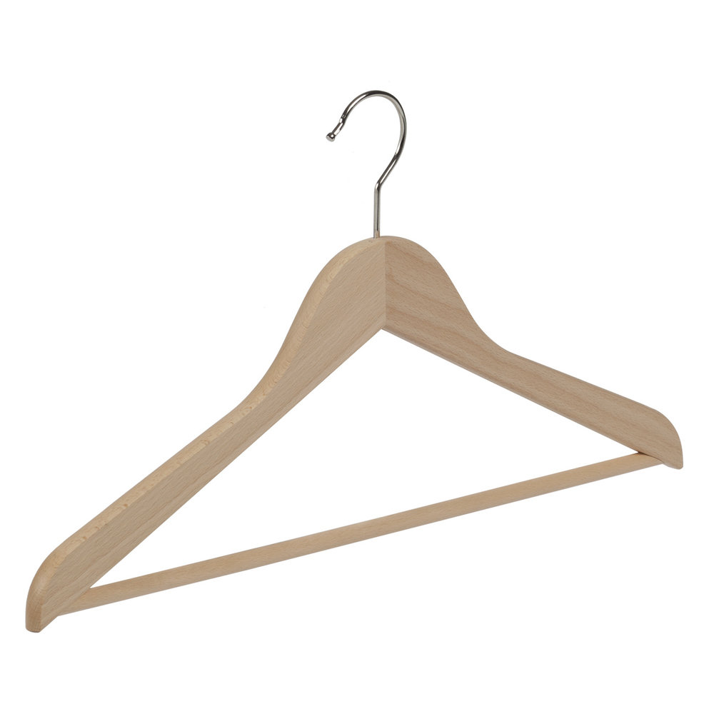Blouse / shirthanger beukenhout naturel gelakt met broeklat, 44 cm Blouse / shirthanger beukenhout naturel gelakt met broeklat, 44 cm