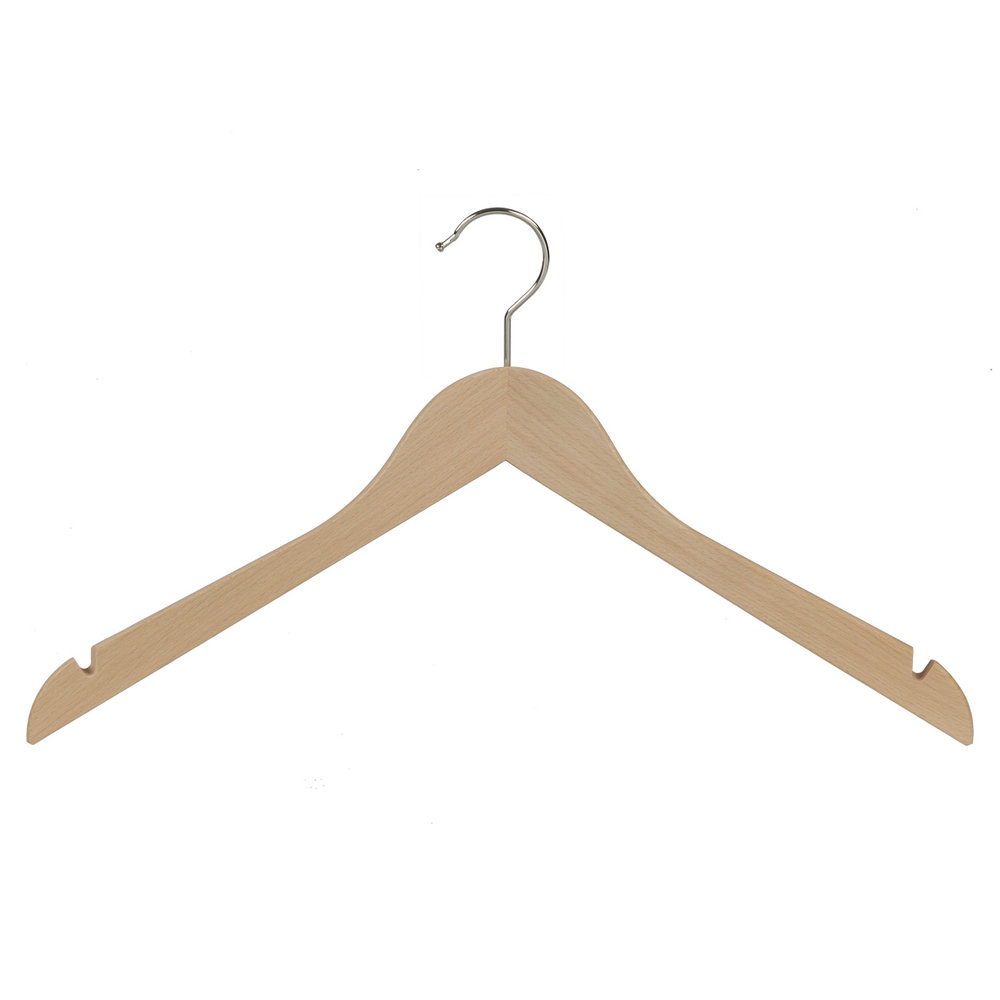 Blouse / shirthanger (geknikt) beukenhout naturel gelakt met rokinkepingen