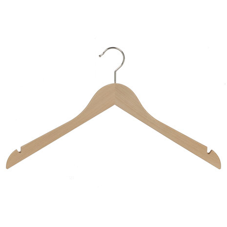 Blouse / shirthanger beukenhout naturel gelakt met rokinkepingen, 44 cm Blouse / shirthanger beukenhout naturel gelakt met rokinkepingen, 44 cm