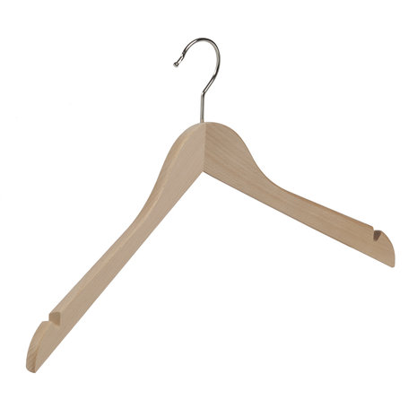Blouse / shirthanger (geknikt) beukenhout naturel gelakt met rokinkepingen