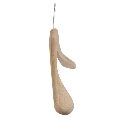 Mantel / kostuumhanger (geknikt) beukenhout naturel gelakt met schouderverbreding