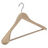 Mantel / kostuumhanger (geknikt) beukenhout naturel gelakt met schouderverbreding en anti-slip broeklat