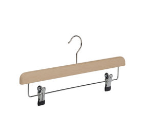 Rok / broekhanger beukenhout naturel gelakt met anti-slip knijpers Rok / broekhanger beukenhout naturel gelakt met anti-slip knijpers