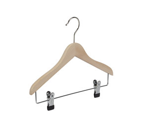 Blouse / shirthanger (vlak) beukenhout naturel gelakt met anti-slip knijpers Blouse / shirthanger (vlak) beukenhout naturel gelakt met anti-slip knijpers