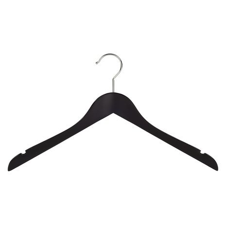 Blouse / shirthanger beukenhout zwart gelakt met rokinkepingen, 44 cm Blouse / shirthanger beukenhout zwart gelakt met rokinkepingen, 44 cm