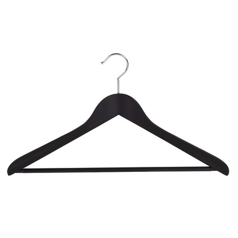 Blouse / shirthanger beukenhout zwart gelakt met anti-slip broeklat, 44 cm Blouse / shirthanger beukenhout zwart gelakt met anti-slip broeklat, 44 cm
