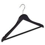 Blouse / shirthanger (geknikt) beukenhout zwart gelakt met rokinkepingen en anti-slip broeklat