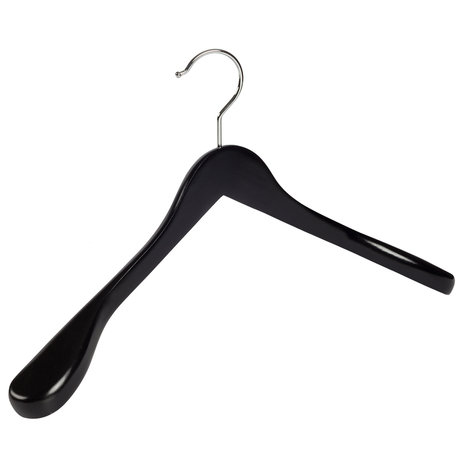 Mantel / kostuumhanger (geknikt) beukenhout zwart gelakt met schouderverbreding Mantel / kostuumhanger (geknikt) beukenhout zwart gelakt met schouderverbreding