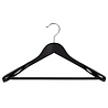 Mantel / kostuumhanger beukenhout zwart gelakt met schouderverbreding en anti-slip broeklat, 44 cm