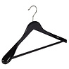 Mantel / kostuumhanger beukenhout zwart gelakt met schouderverbreding en anti-slip broeklat, 44 cm