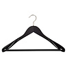 Mantel / kostuumhanger beukenhout zwart gelakt met schouderverbreding en anti-slip broeklat, 44 cm Mantel / kostuumhanger beukenhout zwart gelakt met schouderverbreding en anti-slip broeklat, 44 cm