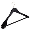 Coat / costume hanger beech wood black lacquered with broad shoulders and non-slip trouser bar, 41 cm Coat / costume hanger beech wood black lacquered with broad shoulders and non-slip trouser bar, 41 cm
