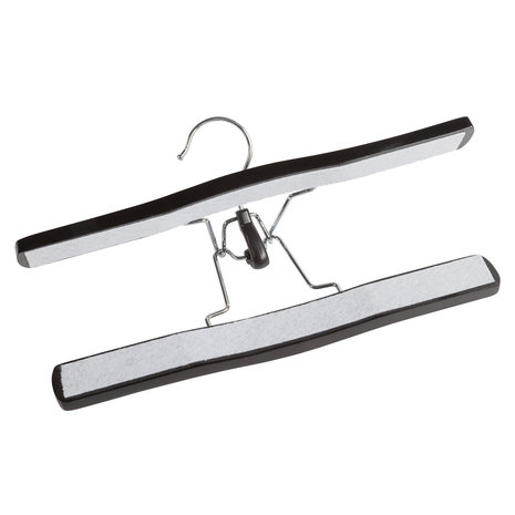 DE KLEDINGHANGER GIGANT Broekklem beukenhout zwart gelakt met vilt inlage DE KLEDINGHANGER GIGANT Broekklem beukenhout zwart gelakt met vilt inlage