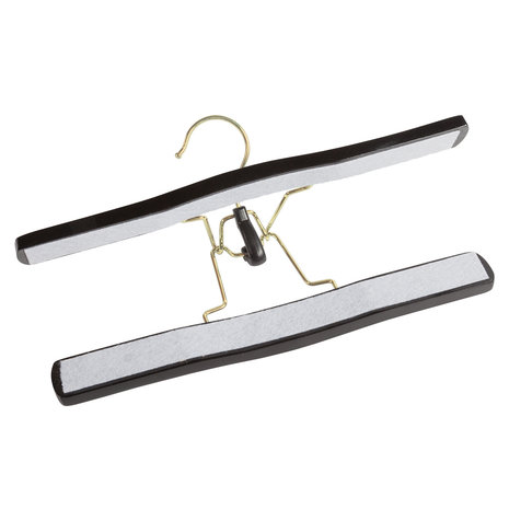 DE KLEDINGHANGER GIGANT Broekklem beukenhout zwart gelakt met messinghaak en vilt inlage DE KLEDINGHANGER GIGANT Broekklem beukenhout zwart gelakt met messinghaak en vilt inlage