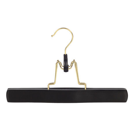 DE KLEDINGHANGER GIGANT Broekklem beukenhout zwart gelakt met messinghaak en vilt inlage DE KLEDINGHANGER GIGANT Broekklem beukenhout zwart gelakt met messinghaak en vilt inlage