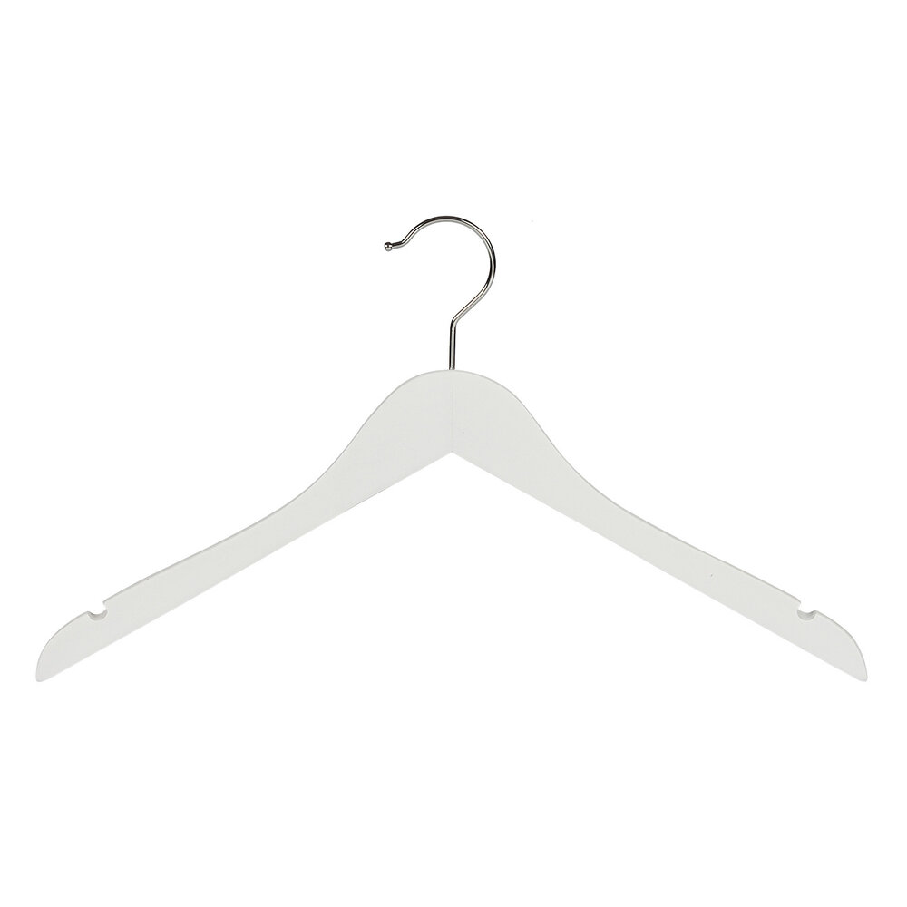 Blouse / shirthanger beukenhout wit gelakt met rokinkepingen, 44 cm Blouse / shirthanger beukenhout wit gelakt met rokinkepingen, 44 cm