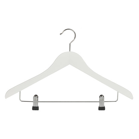 Blouse / shirthanger beukenhout wit gelakt met anti-slip knijpers, 44 cm
