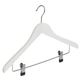 Blouse / shirthanger (geknikt) beukenhout wit gelakt met anti-slip knijpers