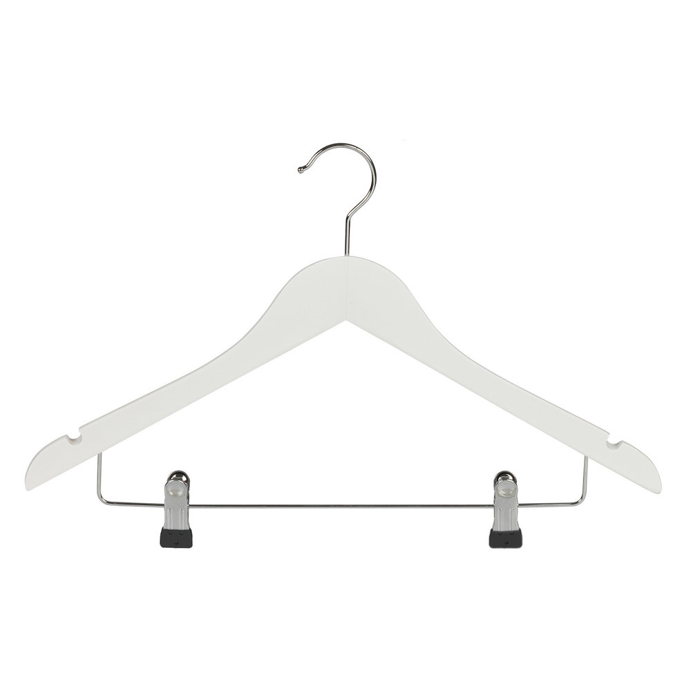 DE KLEDINGHANGER GIGANT Blouse / shirthanger (geknikt) beukenhout wit gelakt met rokinkepingen en anti-slip knijpers DE KLEDINGHANGER GIGANT Blouse / shirthanger (geknikt) beukenhout wit gelakt met rokinkepingen en anti-slip knijpers