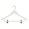Blouse / shirthanger beukenhout wit gelakt met rokinkepingen en anti-slip knijpers, 38 cm Blouse / shirthanger beukenhout wit gelakt met rokinkepingen en anti-slip knijpers, 38 cm