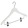 Blouse / shirthanger beukenhout wit gelakt met rokinkepingen en anti-slip knijpers, 38 cm Blouse / shirthanger beukenhout wit gelakt met rokinkepingen en anti-slip knijpers, 38 cm