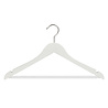 Blouse / shirthanger beukenhout wit gelakt met rokinkepingen en anti-slip broeklat, 38 cm Blouse / shirthanger beukenhout wit gelakt met rokinkepingen en anti-slip broeklat, 38 cm
