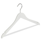 Blouse / shirthanger (geknikt) beukenhout wit gelakt met rokinkepingen en anti-slip broeklat