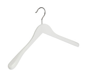 Mantel / kostuumhanger (geknikt) beukenhout wit gelakt met schouderverbreding Mantel / kostuumhanger (geknikt) beukenhout wit gelakt met schouderverbreding