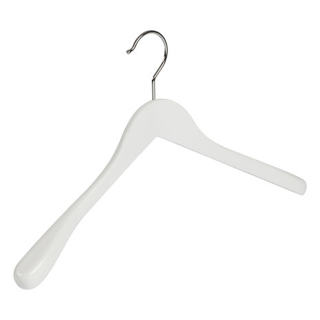 Mantel / kostuumhanger (geknikt) beukenhout wit gelakt met schouderverbreding Mantel / kostuumhanger (geknikt) beukenhout wit gelakt met schouderverbreding