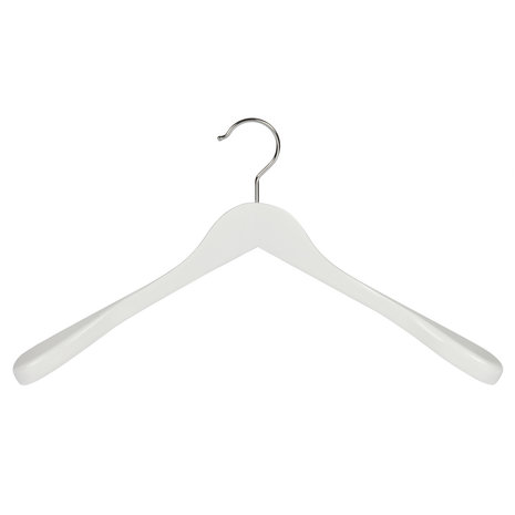 Mantel / kostuumhanger beukenhout wit gelakt met schouderverbreding, 44 cm Mantel / kostuumhanger beukenhout wit gelakt met schouderverbreding, 44 cm