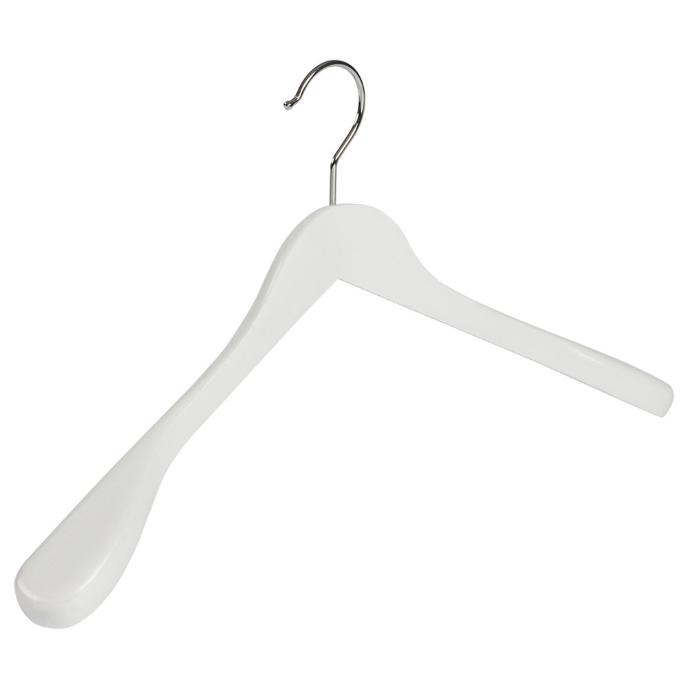 Mantel / kostuumhanger beukenhout wit gelakt met schouderverbreding, 44 cm Mantel / kostuumhanger beukenhout wit gelakt met schouderverbreding, 44 cm