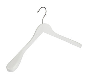 Mantel / kostuumhanger (geknikt) beukenhout wit gelakt met schouderverbreding Mantel / kostuumhanger (geknikt) beukenhout wit gelakt met schouderverbreding