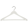 Mantel / kostuumhanger beukenhout wit gelakt met schouderverbreding en anti-slip broeklat, 38 cm Mantel / kostuumhanger beukenhout wit gelakt met schouderverbreding en anti-slip broeklat, 38 cm