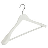 Mantel / kostuumhanger (geknikt) beukenhout wit gelakt met schouderverbreding en anti-slip broeklat Mantel / kostuumhanger (geknikt) beukenhout wit gelakt met schouderverbreding en anti-slip broeklat