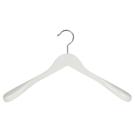 DE KLEDINGHANGER GIGANT Mantel / kostuumhanger (geknikt) beukenhout wit gelakt met schouderverbreding