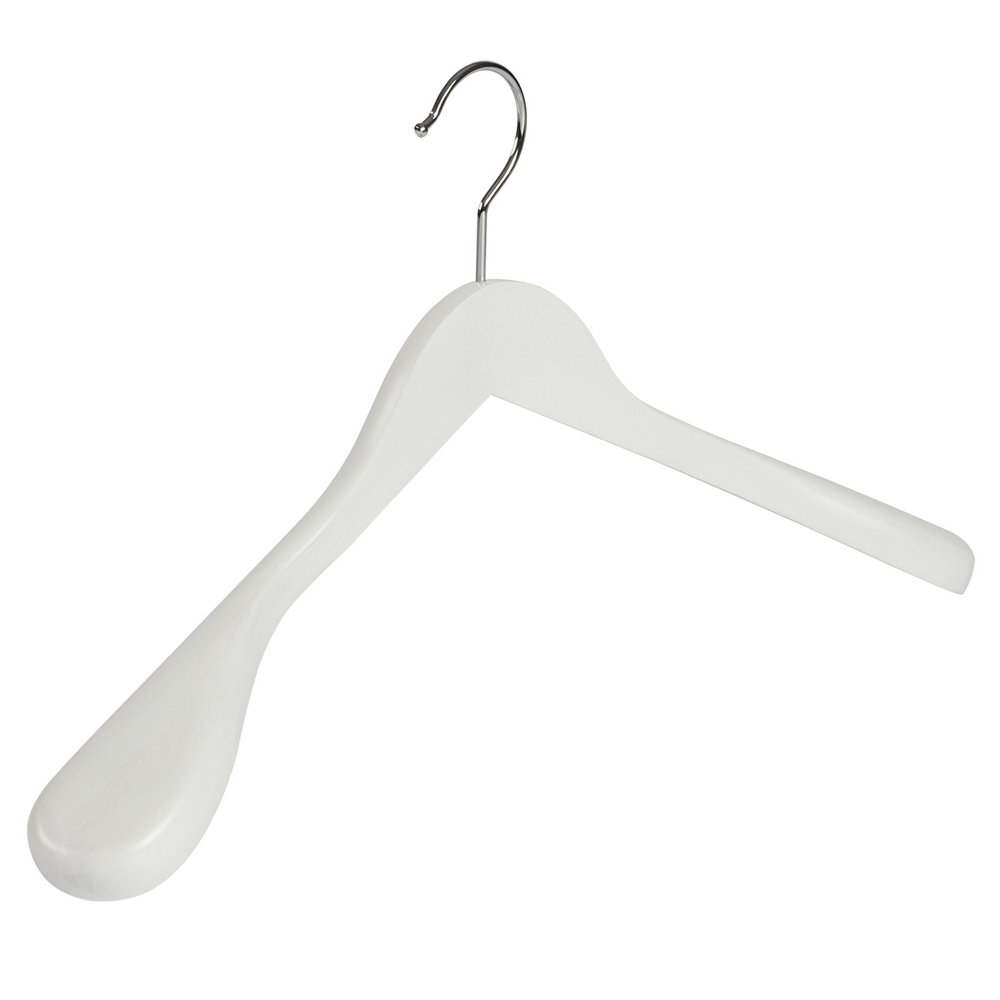 DE KLEDINGHANGER GIGANT Mantel / kostuumhanger (geknikt) beukenhout wit gelakt met schouderverbreding